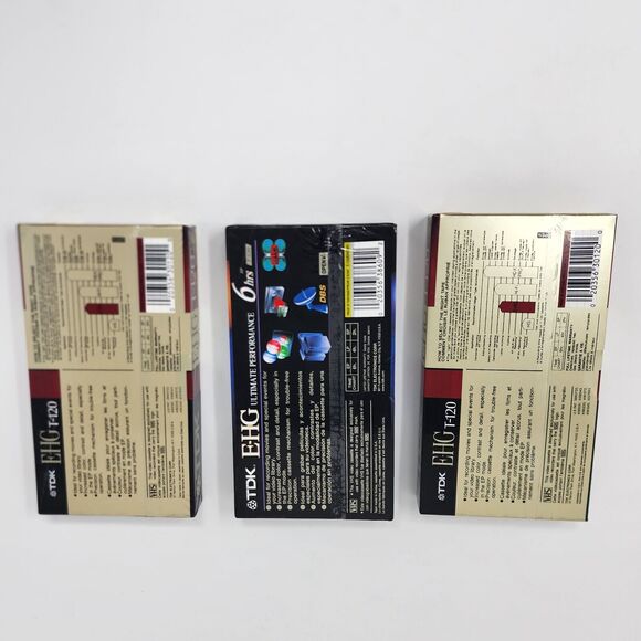 Lot of 3 TDK E-HG Extra High Grade EP 6 Hrs T-120 HiFi Blank VHS Tapes Sealed - Picture 2 of 6